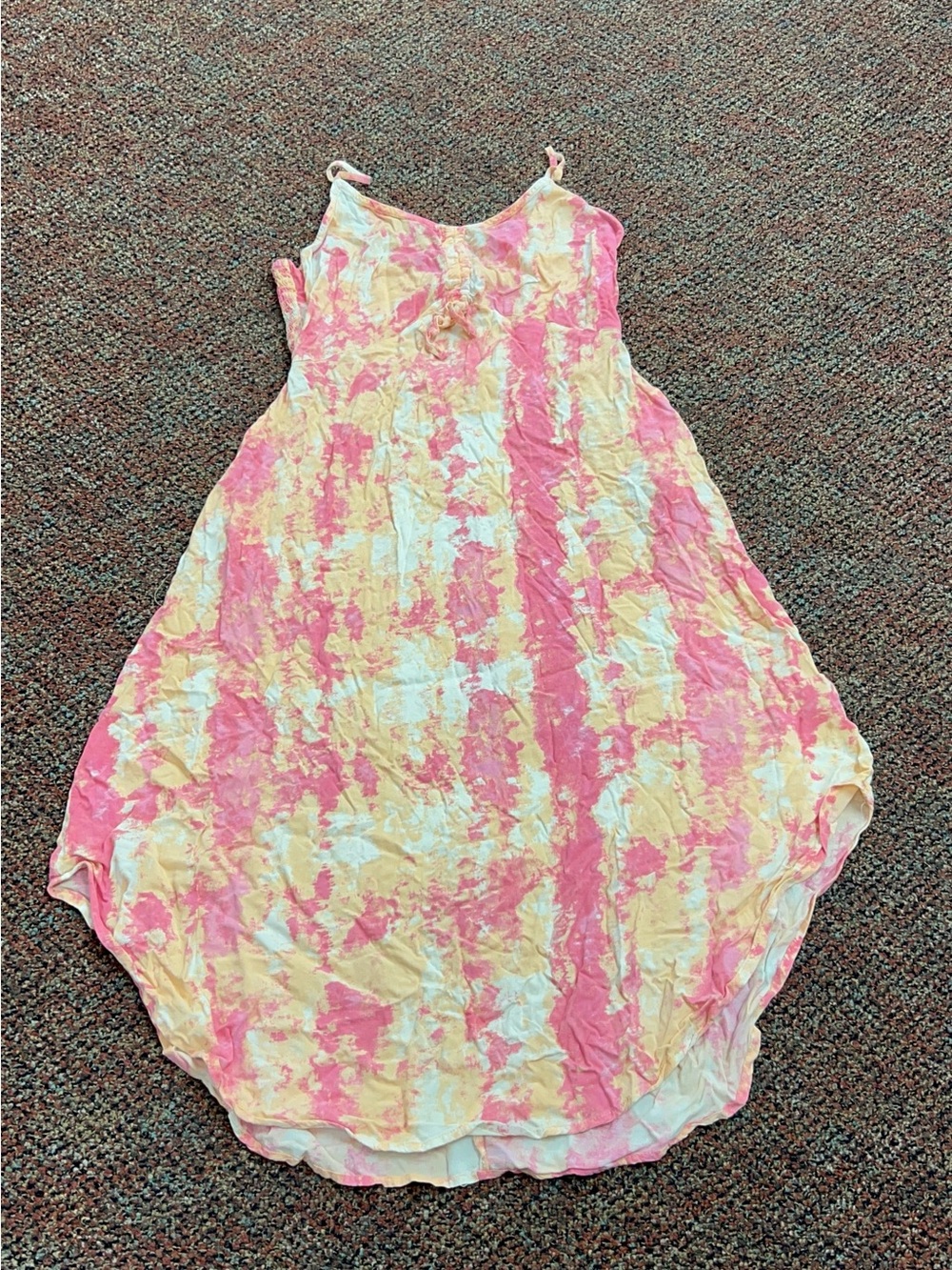 Sincerely Jules Pink & Yellow Tie-Dye Spaghetti Strap Sundress Size Medium
